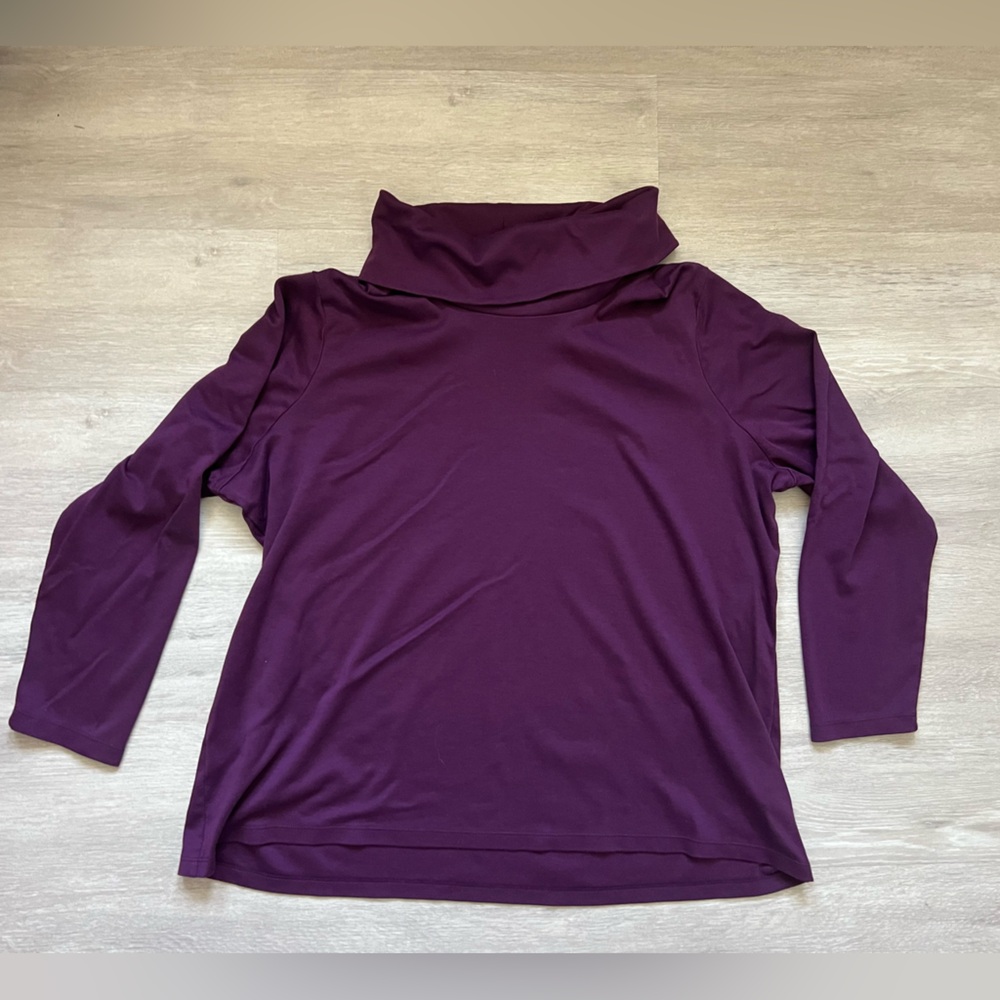 L.L. Bean Women's Plum Purple All Supima Cotton Turtle Cowlneck